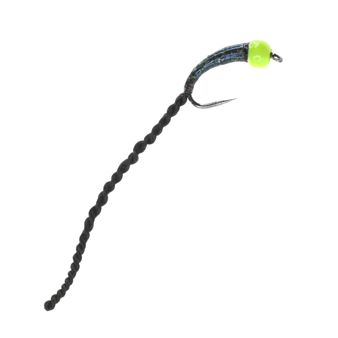 Barbless Holo Flexi Worm Bug - Black Size 12
