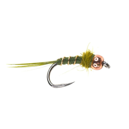 Beaded Olive Copperhead Nymph Barbless